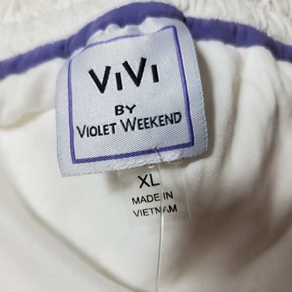 ViVi By Violet Weekend Ivory Lace Crochet Off the Shoulder White Dress Size XL - Picture 8 of 11